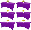 HAISIWLKJ 6 Pack Table Cloth 6ft Purple Tablecloths for Rectangle Folding Table Spandex Fitted Stretch Cover Wrinkle Resistant Washable Protector for Party, Wedding, Banquet, Festival.