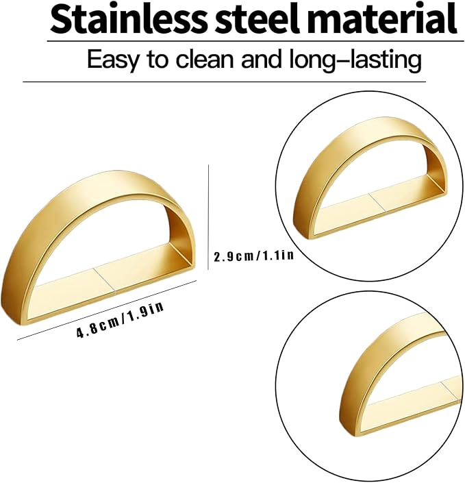 16 Pcs Matt Gold Napkin Rings - Metal Napkin Ring,Stainless Steel Napkin Rings for Table Settings Wedding Christmas Party Dinner Table(Semicircle)
