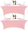 2-Pack 6ft Spandex Table Covers for Rectangle Standard Folding Tables - Wrinkle Resistant Stretch Tablecloths - Ultimate Fitted Table Protector for Parties, Trade Shows, Banquet