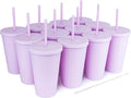 STRATA CUPS 16 Oz Tumbler with Lid and Straw (12 pack) - Pastel Lilac Colored Cups, Double Wall Matte Acrylic Tumblers with Lids and Straws Cleaner! Vinyl Customizable DIY Gifts for Event and Parties