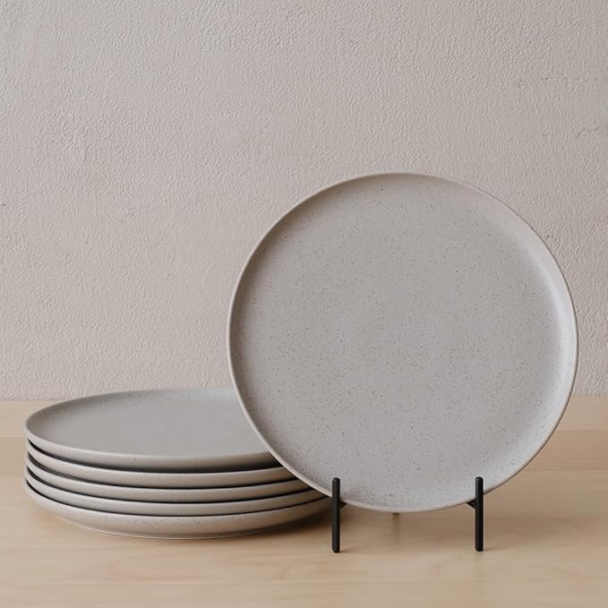 WENSHUO Dinner Plates Set of 6, Chip and Scratch Resistant (Sandstone Gray, 10.5 Inch)