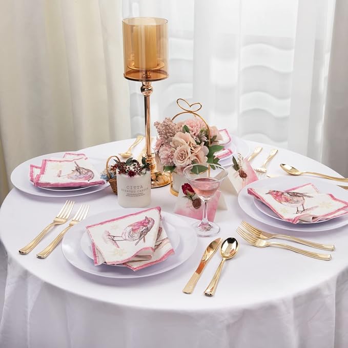 Hioasis 100pcs White Plastic Plates for Party - 7.5" Dinner Plates Disposable, Heavy -duty, Classy and Elegant for Wedding and Wedding