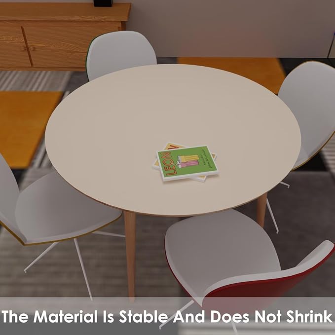 Round Table Protector - Can Be Used On Both Sides Waterproof and Easy to Clean Good Flatness Used for Dining Table(Light Beige+Light Gray Dia.30Inch)