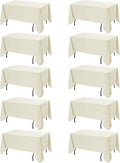 10-Pack Ivory Tablecloths for Rectangle Tables, 60 x 120 Inches, Stain-Resistant Polyester Fabric for 6 Foot Tables - Washable Table Covers for Weddings, Banquets, Birthday Parties, Events