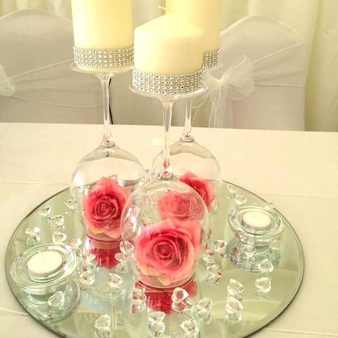 14Pack Round Acrylic Mirrors for Centerpieces, 2mm, 12inch Round Mirror Candle Trays for Tables Mirror Centerpieces, Circle Mirror Flat Trays for Wall Decor, Table Centerpieces, Wedding Decorations