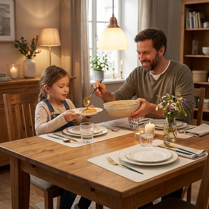 4-Pack Table Leather Placemats, Washable Placemats Set Thickened Faux Leather Table Mats, Reusable Heat Resistant Placemats for Dining Table, Kitchen, Home & Restaurant Decor(17 x 12 Inch)