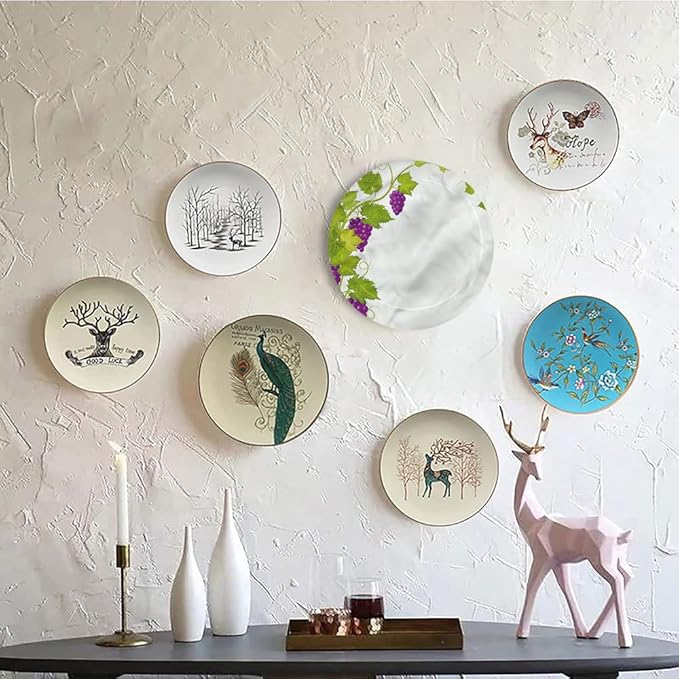 Ceramic Plates, Vineyard Decorative Ceramic Plates, Italian Latin Artistic, 8 Inch, Household Plates Decorative, Multicolor