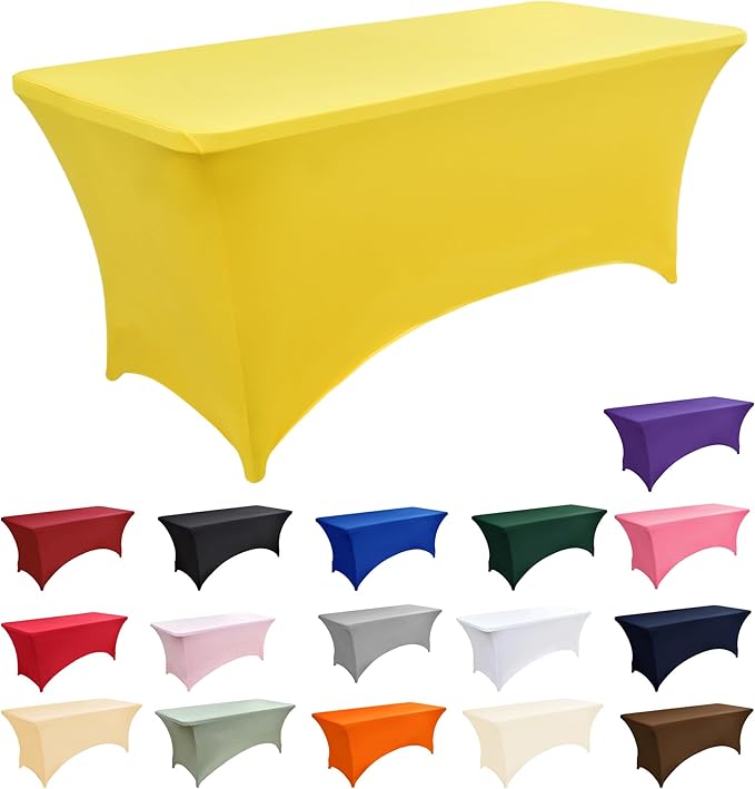 2-Pack 6ft Spandex Table Covers for Rectangle Standard Folding Tables - Wrinkle Resistant Stretch Tablecloths - Ultimate Fitted Table Protector for Parties, Trade Shows, Banquet