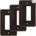 Henne Bery Rope Edge Decorative Wall Plate Switch Plate Outlet Cover (Single Decorator, 3 Pack, Aged Bronze)