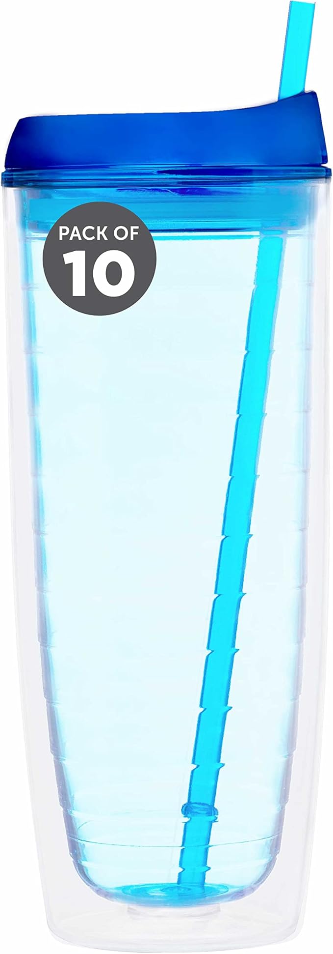 Custom Tall Orbit Acrylic Tumblers 20 oz. Set of 10, Personalized Bulk Pack - Perfect for Iced Coffee, Soda, Other Hot & Cold Beverages - Blue