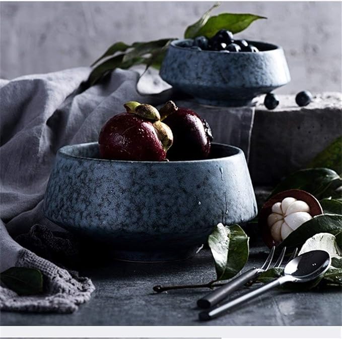 Bowls Japanese Style Irregular Noodle Bowls Fruit Salad Noodle Soup Bowl Dinnerware Set Ceramic Bowls Tableware(Large)