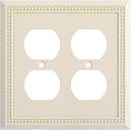 Henne Bery Sunken Pearls Heavy Duty Decorative Wall Plate Switch Plate Outlet Cover, Durable Solid Zinc Alloy (Double Duplex, Light Almond)