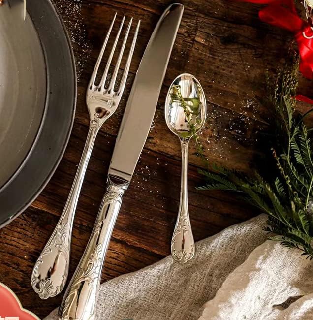 40-piece Silverware Set for 10, Retro Royal Palace Style Stainless Steel Flatware Cutlery Serving Utensils, Eating Tableware for Home Kitchen Hotel Restaurant, Mirror Polished