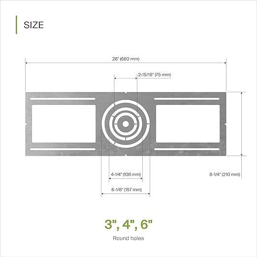 ASD 24 Pack New Construction Mounting Plate with Symmetric Round Hole - 3-4-6" Flat Steel Rough-in Wafer Light Bracket, LED Recessed Lighting Housing