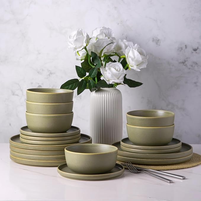AmorArc Stoneware Dinner Plates Set of 4, 10.5 Inch Reactive Matte Glaze Ceramic Plates Set, Modern Dinnerware Dish set for Kitchen, Microwave, Dishwasher Safe