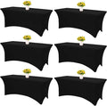 HAISIWLKJ 6 Pack Table Cloth 8ft Black Tablecloths for Rectangle Folding Table Spandex Fitted Stretch Cover Wrinkle Resistant Washable Protector for Party, Wedding, Banquet, Festival.