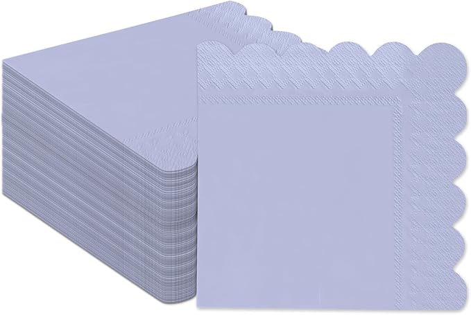 qiqee Jade Vine Purple Cocktail Dinner Napkins 5x5inch Disposable Beverage,Wedding, Birthday Party Dessert Wave Paper Napkins(120 Count)