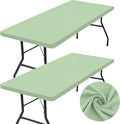 homing 2 Pack Rectangle Table Cloth, Elastic Fitted Fabric Tablecloth Fits for 4 Foot Folding Tables, Washable Table Cover for Picnic, Camping, Indoor & Outdoor (Green, 24" x 48")