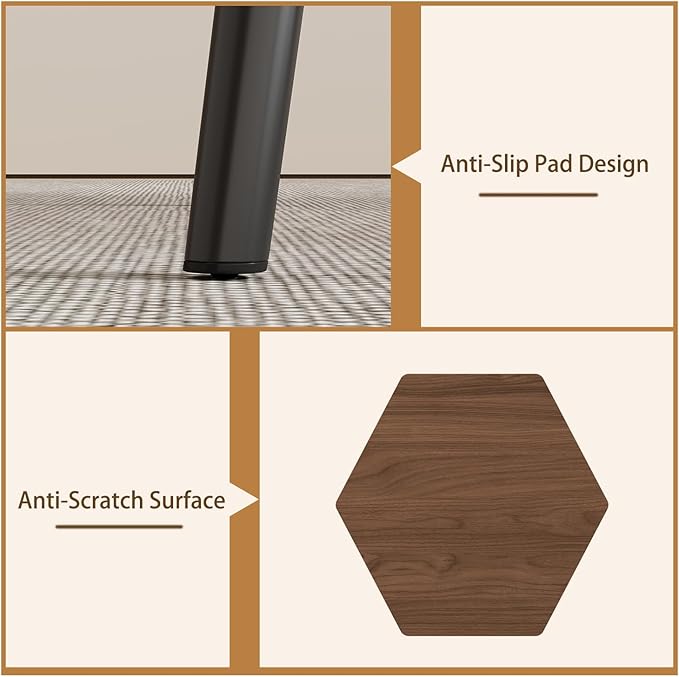 55.1'' Dining Table Set for 4,Modern Wood Dining Table,Leather Dining Chairs 4,Table and Chairs Set of 4,Ideal for Kitchen Dining Room (Walnut Color Table + 4 U-Shaped Gray Chairs, 55.1")