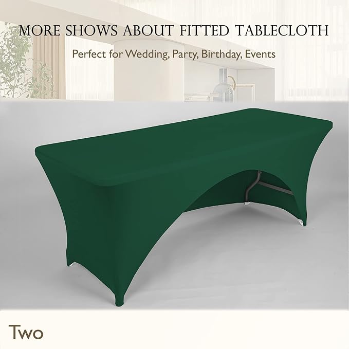 Spandex Table Cover 4 ft. Fitted Polyester Tablecloth Stretch Table Cover Table Topper Open Back - Emerald Green