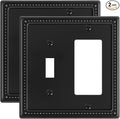 2-Pack Combo Toggle/Decorator Light Switch Cover Plate, Pearls Decorative Electrical Outlet Covers, Metal Wall Switch Plates and Outlet Covers, Black