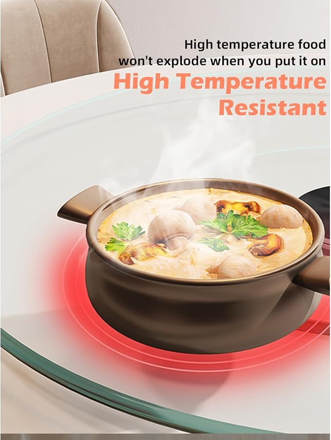 22.8 inch Lazy Susan for Table Top Tempered Glass Rotating Serving Tray for Dining Table, Kitchen Lazy Susan Organizer Spinning Rotating Food Server Party Centerpieces