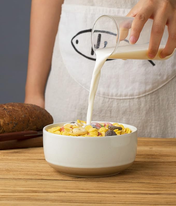 famiware Milkyway Cereal Bowl, Soup Bowls for 6, 25 Ounce Bowls Set for Kitchen, Bowl Set for Cereal Soup Rice Pasta Salad Oatmeal, White