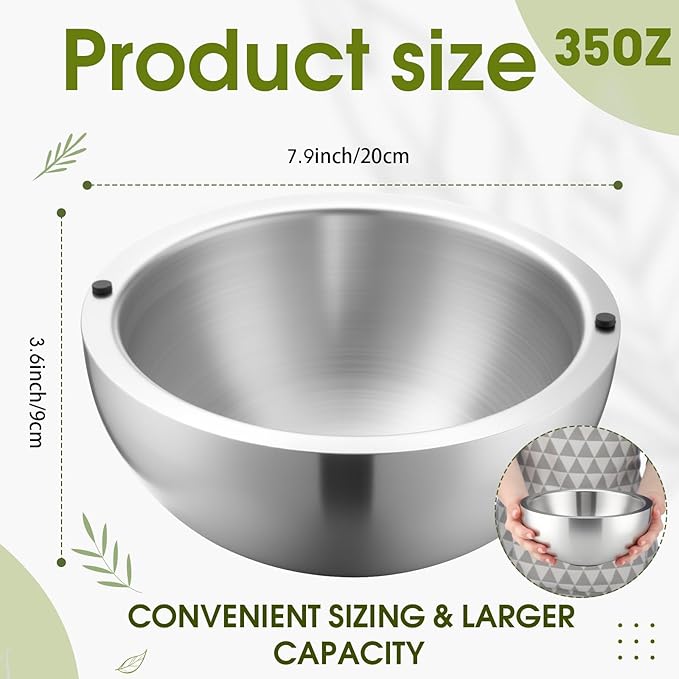 Honeydak 1 Pack 35 oz Dip Chiller Bowl Stainless Steel Double Walled Insulated Ice Serving Bowl for Parties Salsa, Guacamole, Condiments, Sauces, Salad & Food Hot or Cold