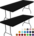 Spandex 4 Foot Rectangle Table Cloth 2 Pack, Elastic Fitted Tablecloths for Picnic, Stretch Washable Patio Table Cover for Outdoor, Camping, Banquet and Parties (Black, 30"x48")