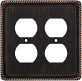 Henne Bery Rope Edge Decorative Wall Plate Switch Plate Outlet Cover (Double Duplex, Aged Bronze)