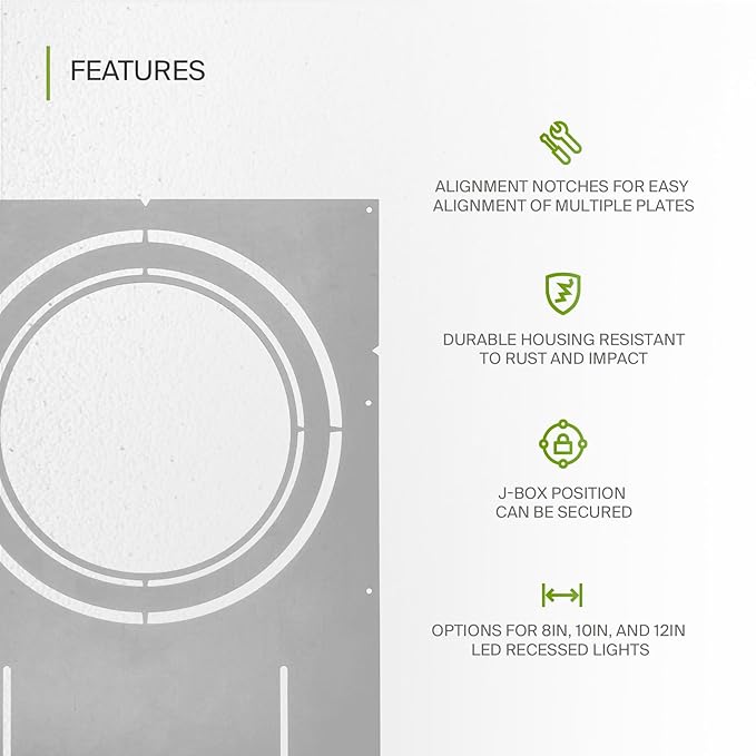 ASD 18 Inch New Construction Mounting Plate with Asymmetric Round Hole - 8/10/12 Inch Flat Steel Rough in Wafer Light Bracket, Shallow LED Recessed Lighting Housing, 24 Pack