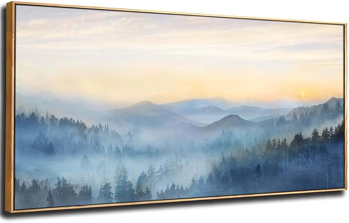 YJYart Tree Wall Art for Living Room Forest Nature Painting 20"x40"Framed Artwork Landscape Canvas Print for Bedroom Office Home Decor