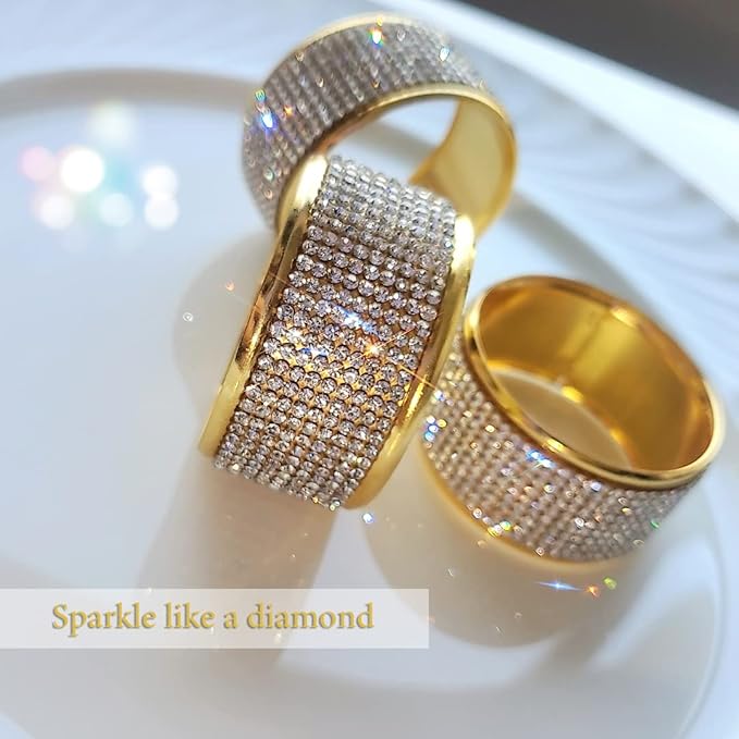 Gold Napkin Rings Set of 24, Silver Diamond Napkin Holder for Dining, Metal Napkin Ring Holders, Wedding,Modern Ring Holder Serviette Buckles,Party of Table Setting Home Decor