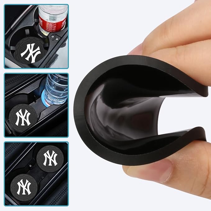 Silicone Yankees Car Cup Holder Coasters,Baseball Fans Car Coasters for NY Yankees Fans, Non-Slip Universal Fit Cup Holder Insert