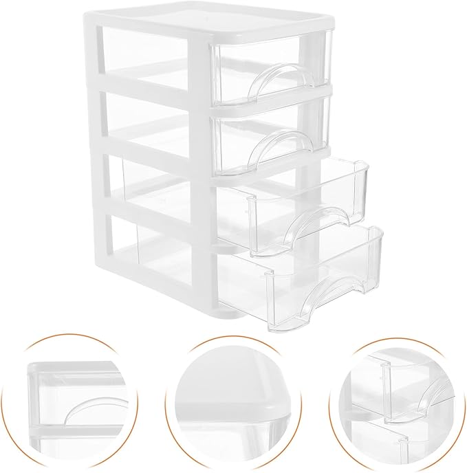 VILLCASE Type Tabletop Organizer with Transparent Dustproof Design White Storage Box for Stationery Cosmetics and Supplies Space-saving Desktop Storage for Office and Study Rooms