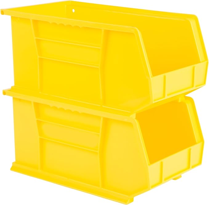 Hudson Exchange 15" x 8" x 7" Plastic Stackable Storage Bin and Hanging Container, Yellow