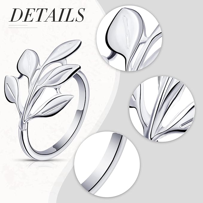 Hotop 24 Pcs Leaf Napkin Rings Set Silver Metal Napkins Rings Holders Bulk Glossy Table Adornment for Vintage Wedding Bridal Thanksgiving Christmas Holidays Fall Dinner Party Decoration Favors