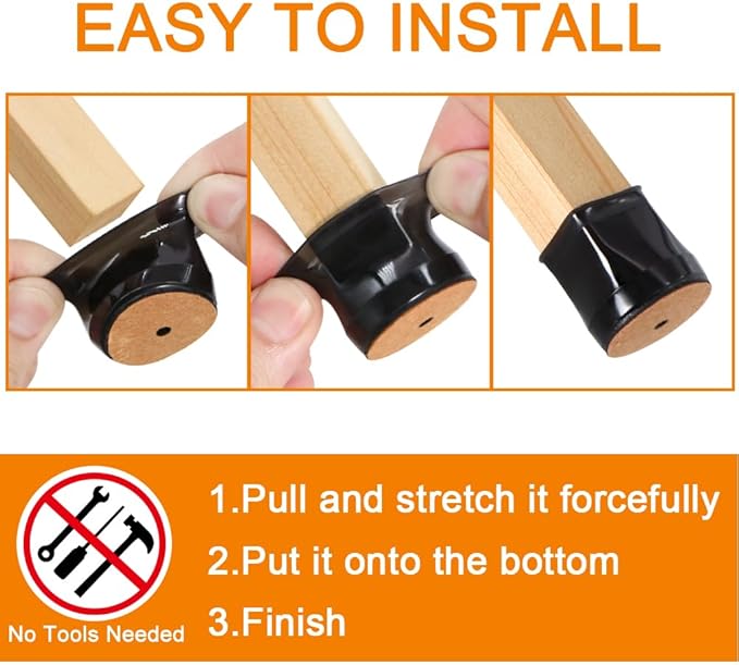32 Pcs Chair Leg Floor Protectors for Hardwood Floors Silicone Covers to Protect Wood Tile Floors Felt Bottom Furniture Leg Caps Anti-Scratch Reduce Noise (Fit:1.3"-2")