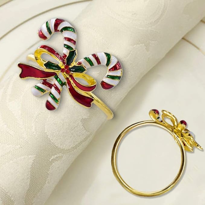 Napkin Rings Set of 6 Napkin Rings for Dinner Party, Wedding, Birthday Christmas, Holidays, Thanksgiving(Crutch)