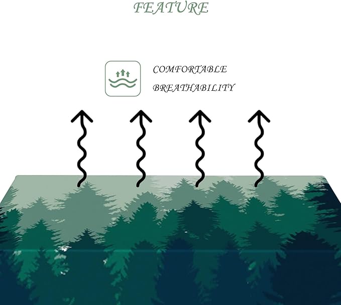 60x120 Inch Nature Rectangular Tablecloth Misty Pine Forest Silhouette Table Cloth Waterproof Durable Table Cover for Party Picnic Indoor Gaming Room Decor