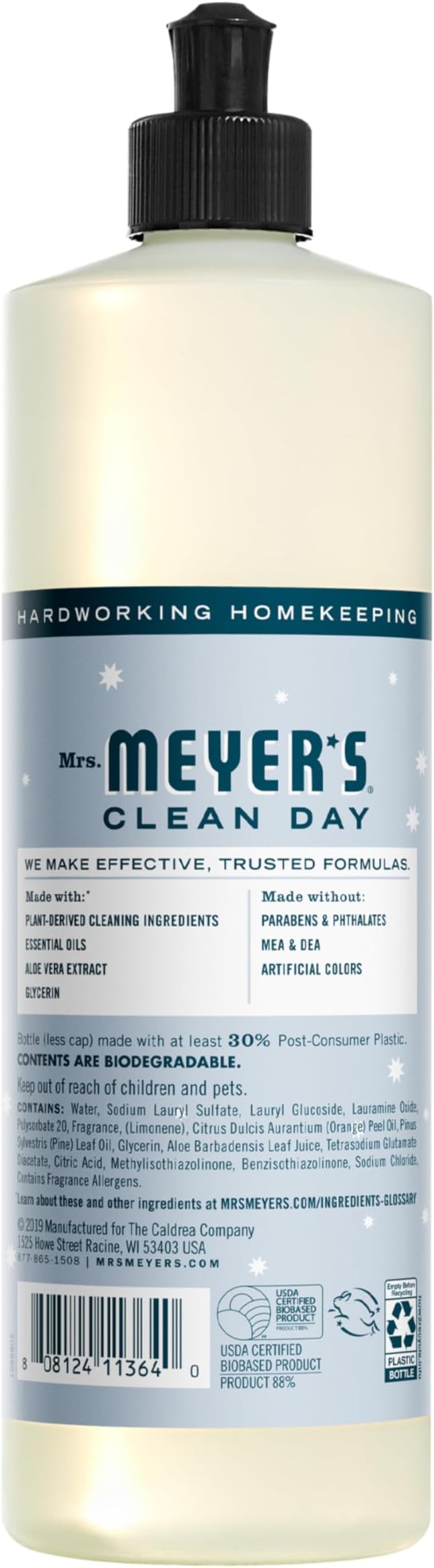 MRS. MEYER'S CLEAN DAY Liquid Dish Soap, Snowdrop, 16 fl. oz