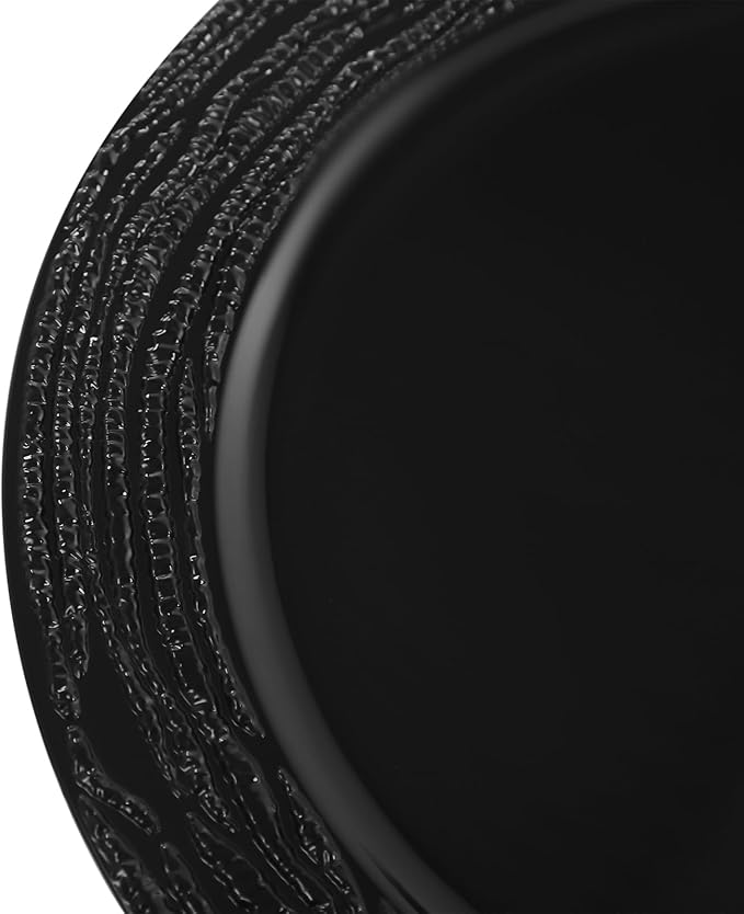 100 PCS Antique Charger Plates Bulk, 13 Inch Round Textured Edge Plastic Dinner Chargers, Bulk Plastic Charger Plates Set for Wedding, Party, Table Decor (Black)