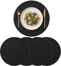 Artoid Mode Black Faux Leather Placemats Set of 4, 15 Inch Waterproof Wipeable Heat Resistant Vinyl Place Mats, Reversible Table Mats for Kitchen Dining Decor