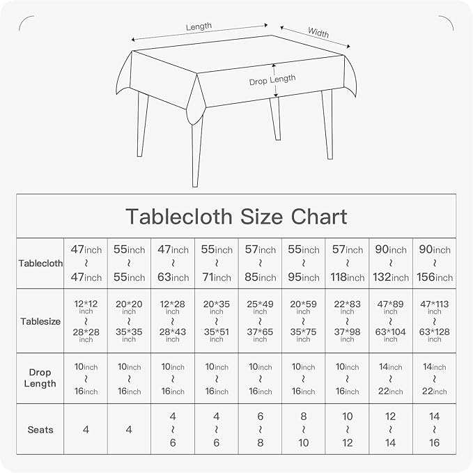 BALCONY & FALCON Rectangle Tablecloth Washable Wrinkle Resistant and Water Proof Table Cloth Decorative Linen Fabric Tablecloths for Dining Parties Kitchen Wedding and Outdoor Use (Lake Blue, 55x70)