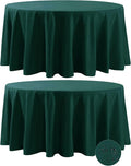Fokitut 2 Pack Waterproof Round Tablecloth, 120 Inch, Stain Resistant and Wrinkle Polyester Table Cloth, Fabric Table Cover for Kitchen Dining, Wedding, Party, Holiday Dinner-Hunter
