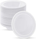 100pc Deep Bowl With White Background And Double Silver Edges, 12oz,Disposable Soup Bowls,Disposable Soup Dessert Salad Bowls for Wedding/Party/Catered Events