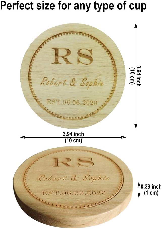 Personalized Wooden Coasters, Custom Engraved Monogram Coasters, Great Gifts for Relatives, Friends or Yourself (Set of 4)