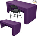 Nasitos 2 Pack 8' Fitted Table Cloth for Rectangular Table Purple Trade Show Table Covers-Open Back Valentines Tablecloth Washable and Wrinkle Resistant Table Cloth, Parties, Buffet, Baby Shower