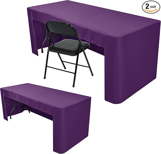 Nasitos 2 Pack 6' Fitted Tablecloth Purple Trade Show Table Cloth-Open Back Valentines Tablecloth Washable and Wrinkle Resistant Rectangular Trade Show Table Cover for Parties, Banquet, Baby Shower