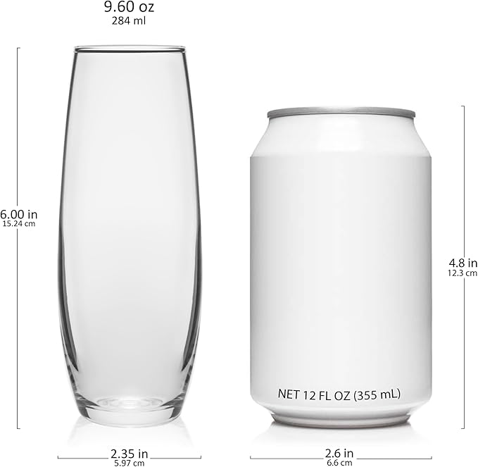 Libbey Stemless Flute Glasses, 9.6-ounce, Set of 6
